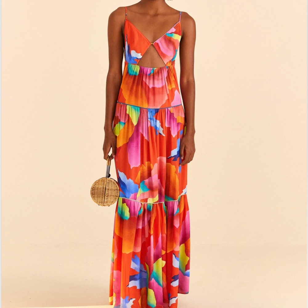 FARM RIO Red Ombre Chita Maxi Dress (NIB)